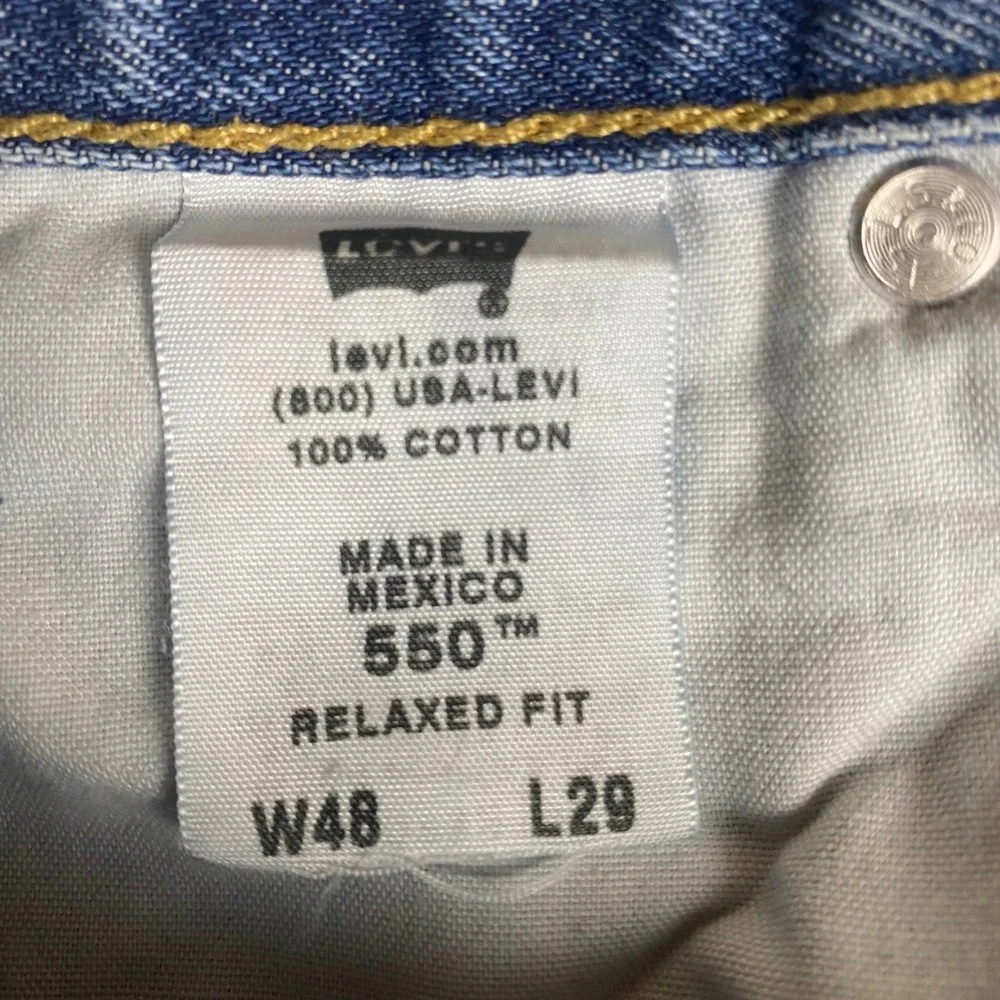 Levi's 550 Jeans Mens 48x29 Big & Tall Blue Relaxed Fit 100% Cotton Denim